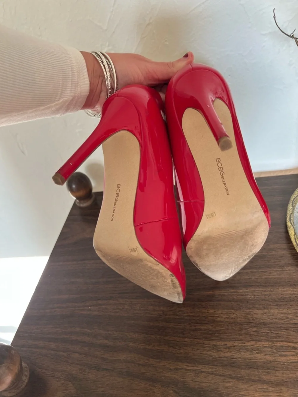 BCBGeneration Red Patent Pointed-Toe High Heel Pumps